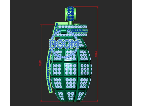 THE PENDANT IS AN ARMY GRENADE ENCRUSTED WITH STONES 3D Print Model