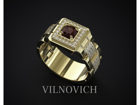 MENS SIGNET RING WITH STONES 3Dモデル