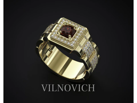 ストーン付きメンズシグネットリング 3Dモデル