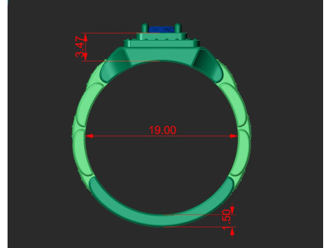 MENS SIGNET RING WITH STONES 3Dモデル
