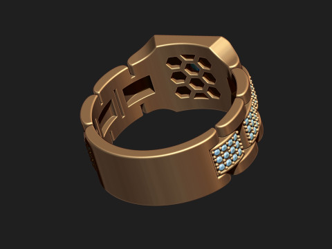 MENS SIGNET RING WITH STONES 3Dモデル