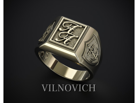 SIGNET RING WITH ANCHORS 3D print model 3Dモデル