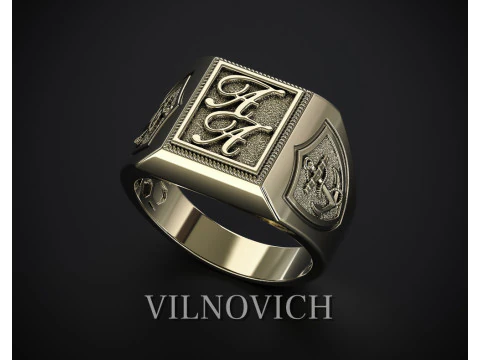 アンカー付きシグネットリング 3D プリントモデル 3Dモデル