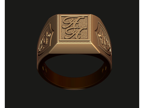 SIGNET RING WITH ANCHORS 3D print model Modelo 3D