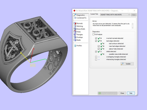 SIGNET RING WITH ANCHORS 3D print model Modelo 3D