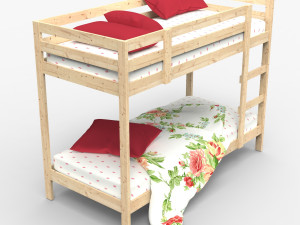 Wood Bunk Bed 3D Model