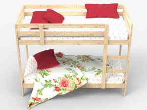 Wood Bunk Bed Model 3D