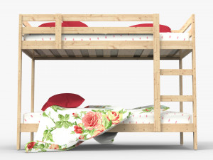 Wood Bunk Bed Model 3D