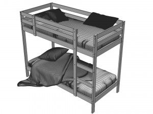 Wood Bunk Bed Model 3D