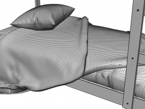 Wood Bunk Bed Model 3D