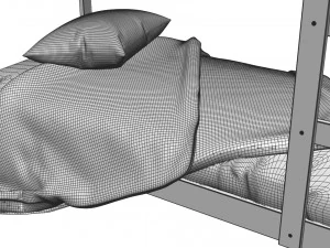 Wood Bunk Bed 3D Model