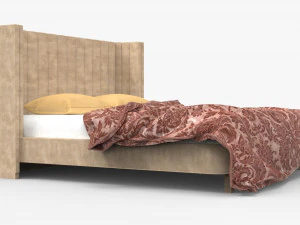 Contemporary Queen Bed 01 3D Model