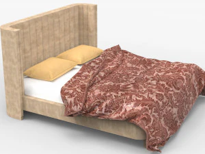 Contemporary Queen Bed 01 3D Model