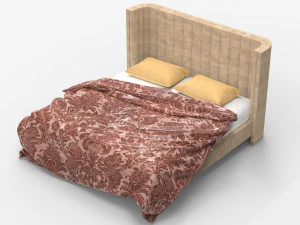 Contemporary Queen Bed 01 3D Model