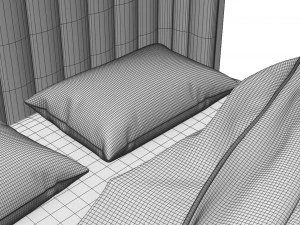 Contemporary Queen Bed 01 3D Model