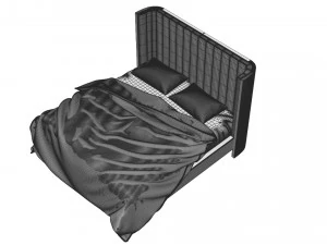 Contemporary Queen Bed 01 3D Model