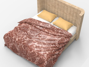 Contemporary Queen Bed 01 3D Model