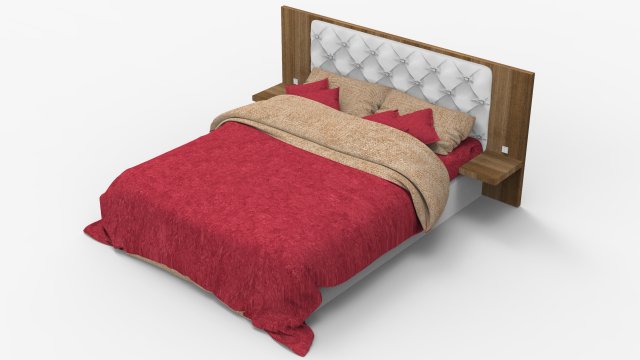 Wood Essential Bed 3D Model .c4d .max .obj .3ds .fbx .stl .blend 