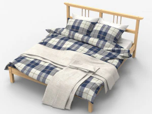 Çift Kişilik Yatak Çam Ağacı 3D Model