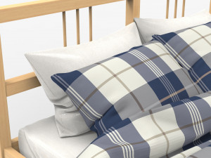 Double Bed Pine Wood 3D Model