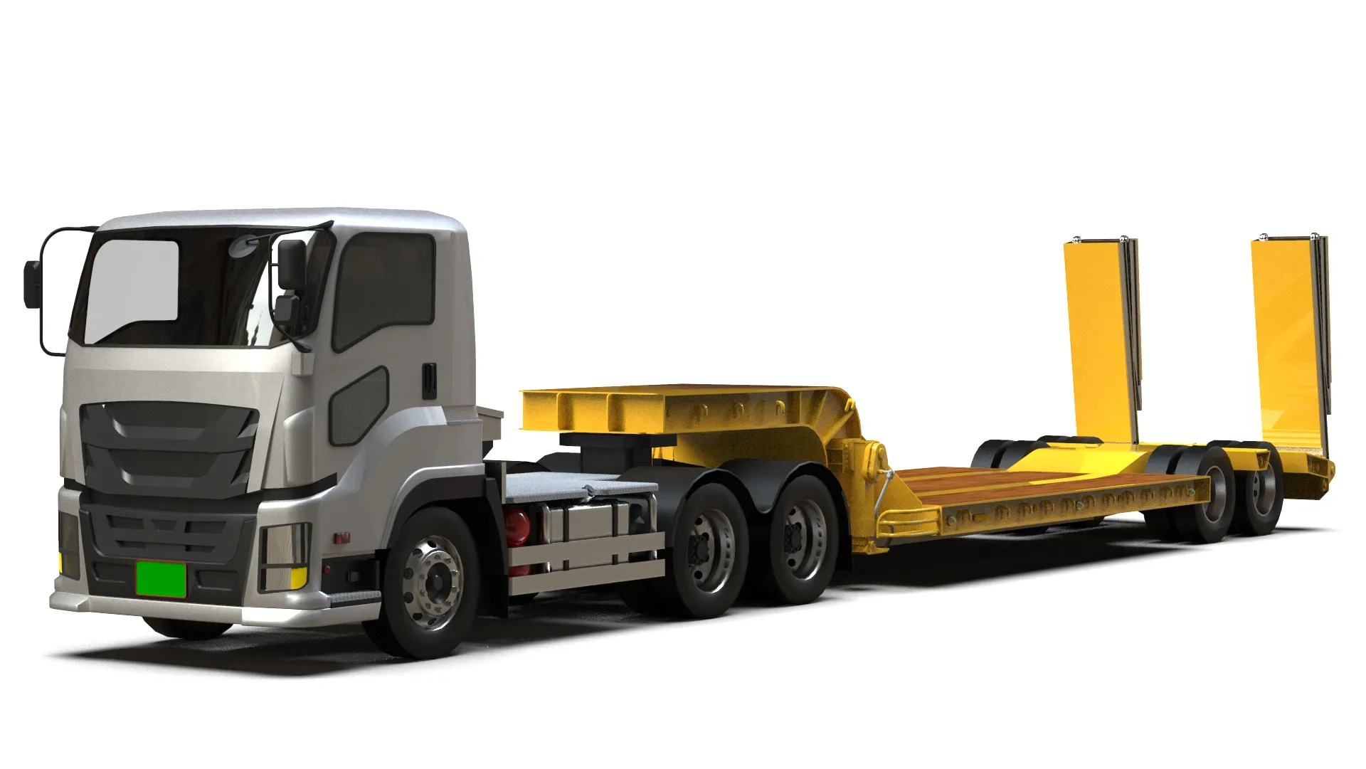 Generic Lowbed Semi-Trailer 4x18m 25 Tons 3D Model .c4d .max .obj .3ds .fbx .stl .blend