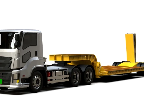 Trailer Semi Lowbed Generik 4x18m 25 Ton Model 3D