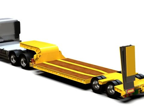 Generic Lowbed Semi-Trailer 4x18m 25 Tons 3D Model