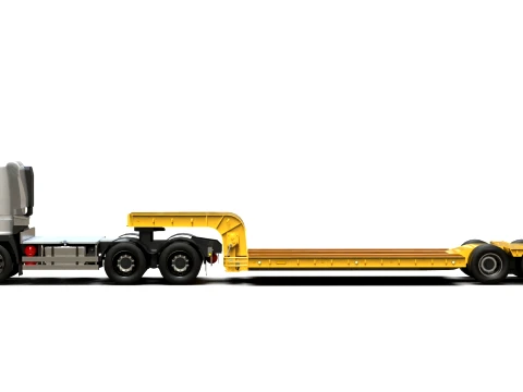 Generic Lowbed Semi-Trailer 4x18m 25 Tons 3D Model