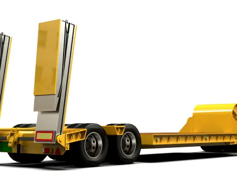 Generic Lowbed Semi-Trailer 4x18m 25 Tons 3D Model