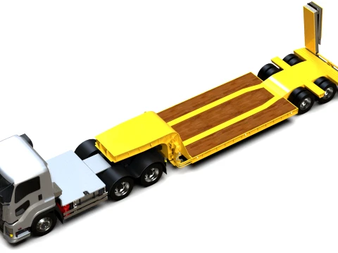 Generic Lowbed Semi-Trailer 4x18m 25 Tons 3D Model