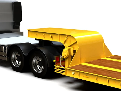 Generic Lowbed Semi-Trailer 4x18m 25 Tons 3D Model