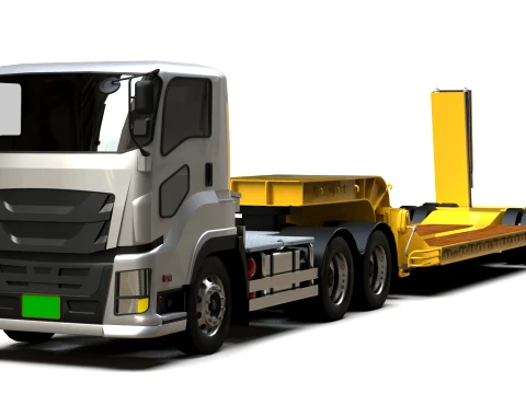 Generic Lowbed Semi-Trailer 4x18m 25 Tons 3D Model