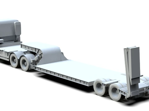Generic Lowbed Semi-Trailer 4x18m 25 Tons 3D Model