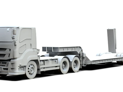 Generic Lowbed Semi-Trailer 4x18m 25 Tons 3D Model