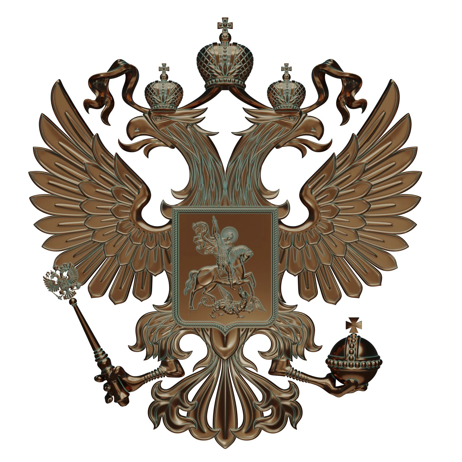 Coat of arms of Russia 3D Model .c4d .max .obj .3ds .fbx .stl .blend 