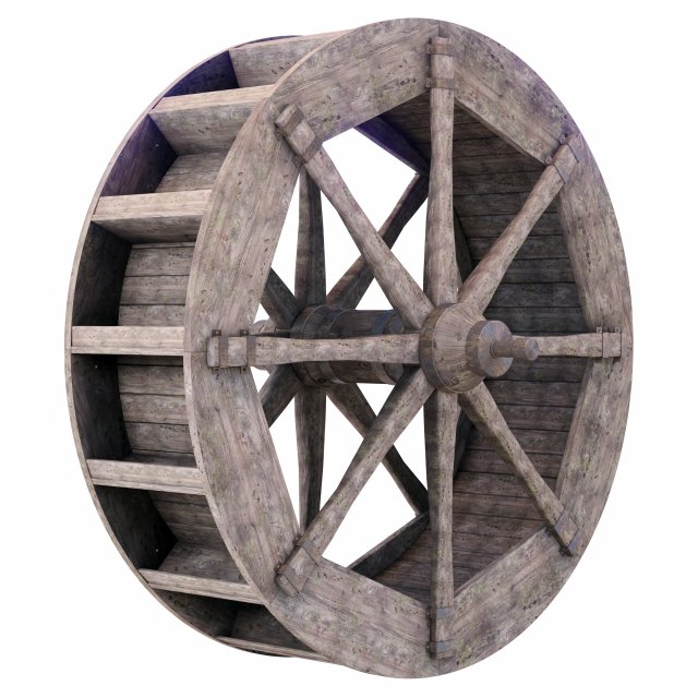 Water wheel Model 3D .c4d .max .obj .3ds .fbx .stl .blend 
