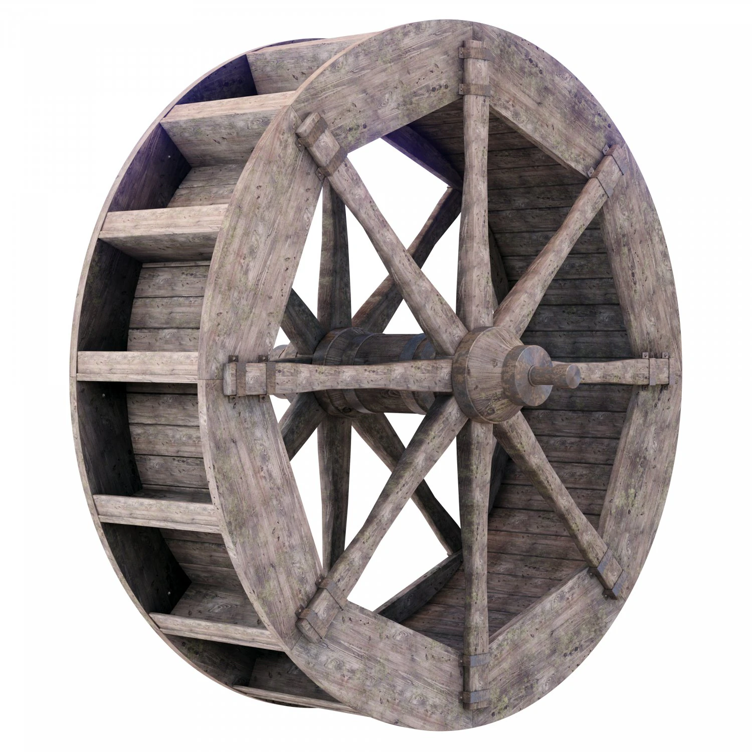 Water wheel 3D Model .c4d .max .obj .3ds .fbx .stl .blend 