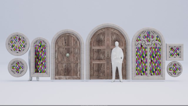 Medieval doors and windows Model 3D .c4d .max .obj .3ds .fbx .stl .blend 