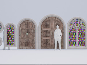 Medieval doors and windows Model 3D