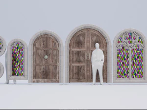 Medieval doors and windows 3D Model