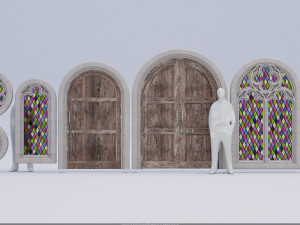 Medieval doors and windows Model 3D