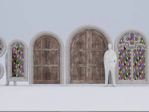 Medieval doors and windows 3D Model