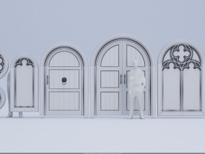 Medieval doors and windows Model 3D