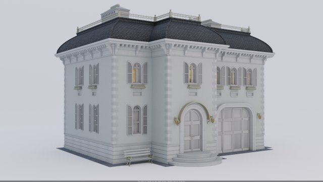 Villa Model 3D .c4d .max .obj .3ds .fbx .stl .blend 