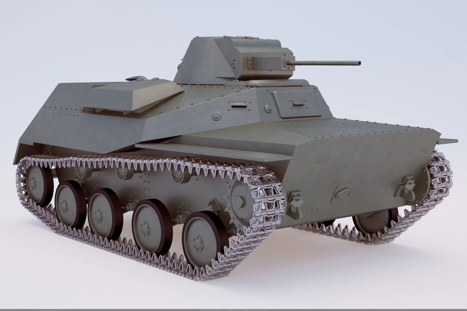 Russian tank T-30 3D Model .c4d .max .obj .3ds .fbx .stl .blend