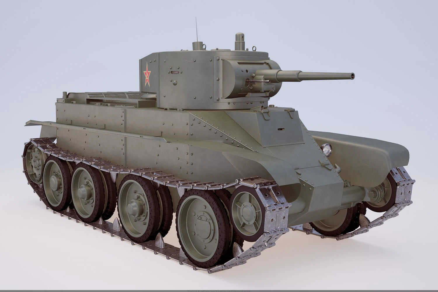 Russian tank BT - 5 3D Model .c4d .max .obj .3ds .fbx .stl .blend 