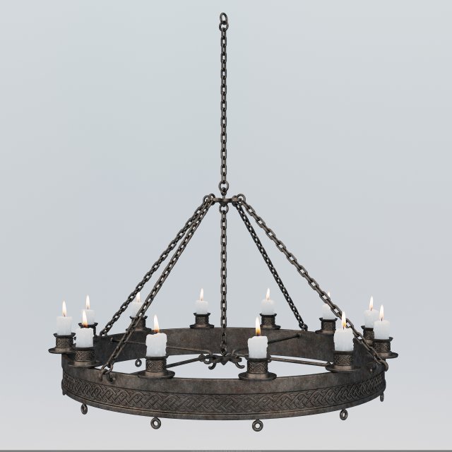 Medieval ceiling lamp 3D Model .c4d .max .obj .3ds .fbx .stl .blend 