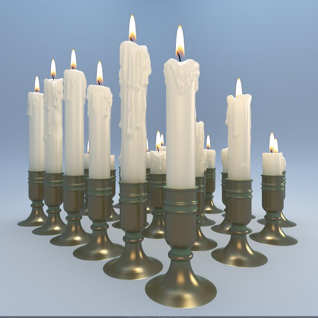 Candles 3D Model .c4d .max .obj .3ds .fbx .stl .blend 