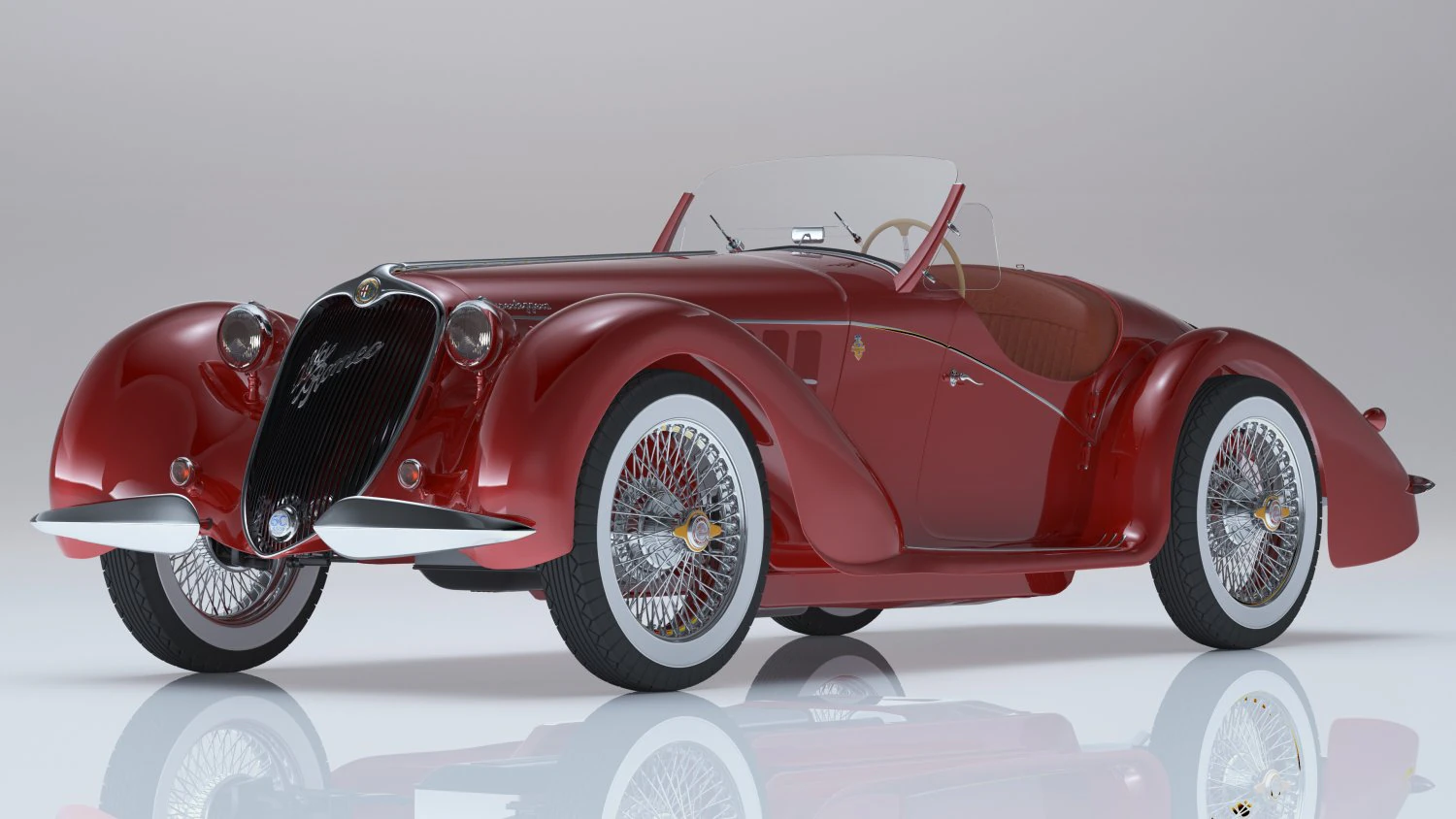 1939 Alfa Romeo 6C 2500 SS spider HQ 3D Model .c4d .max .obj .3ds .fbx .stl .blend 