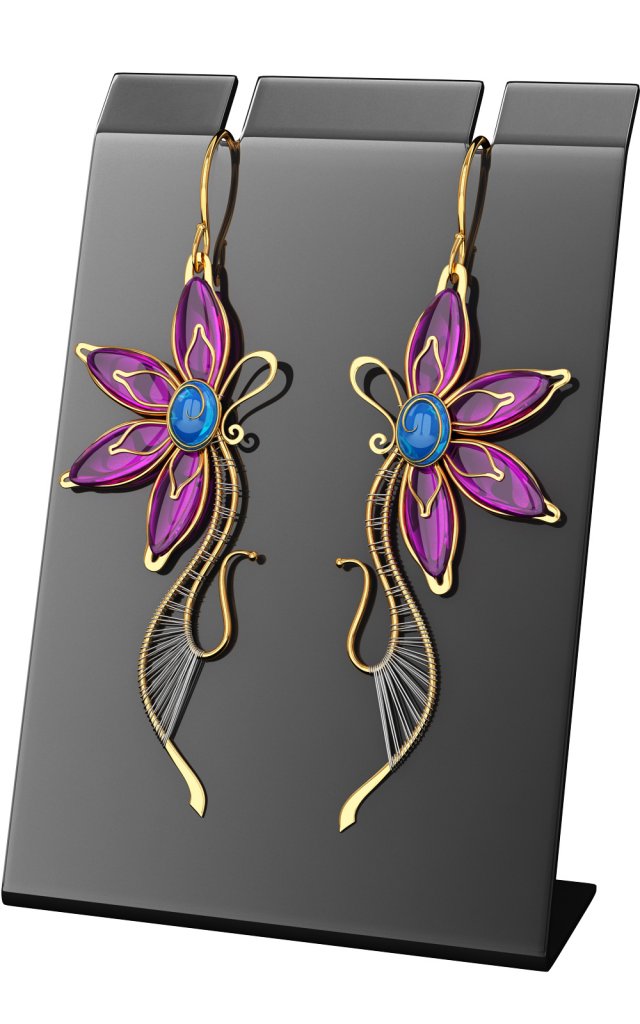 earringsflower 3D 模型 .c4d .max .obj .3ds .fbx .stl .blend